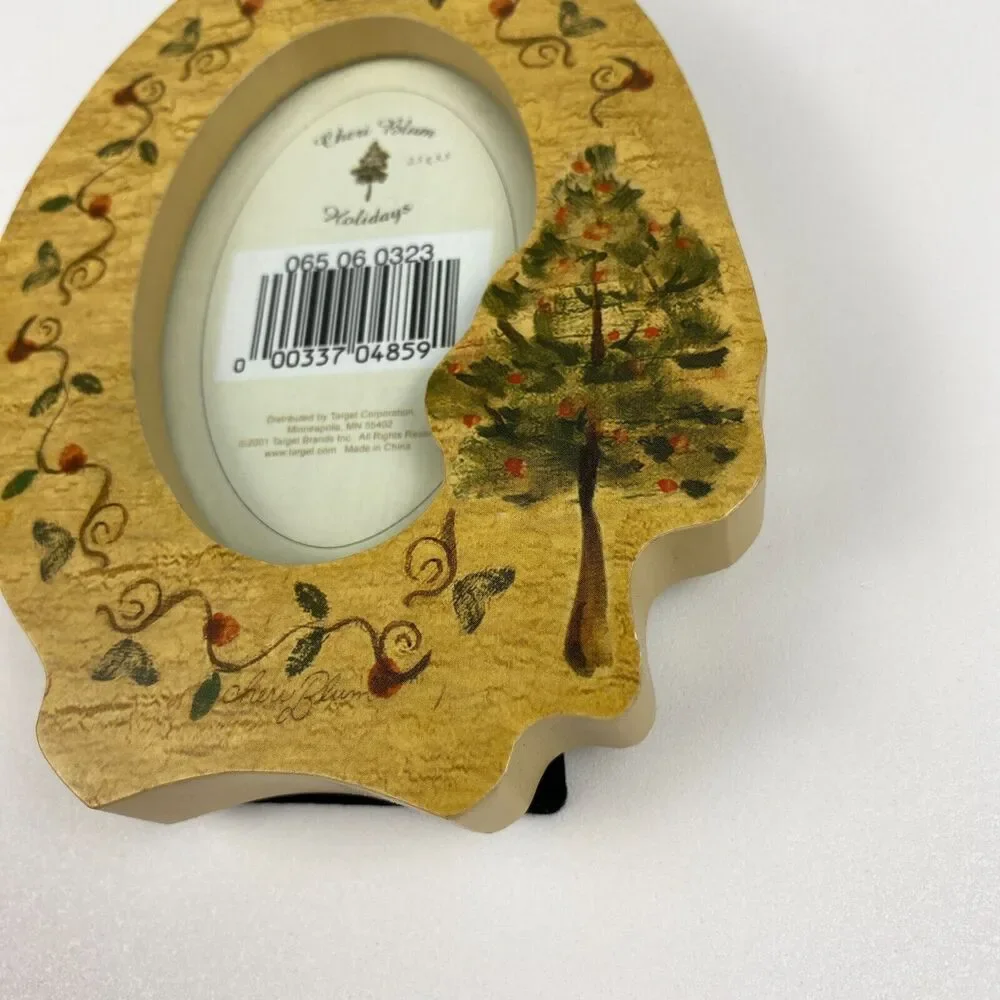 VTG Cheri Blum Holiday Wood 2.5 x 3.5 Picture Frame Christmas Seasonal Decor 5